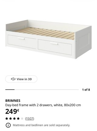 Diván IKEA BRIMNES con 2 cajones y un Colchón