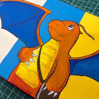 Cuadro de Dragonite con bandera de Canarias