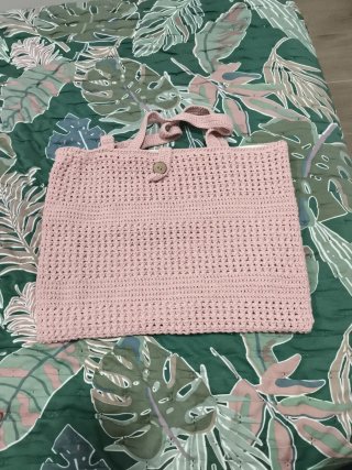 Bolso de ganchillo rosa 30x40cm