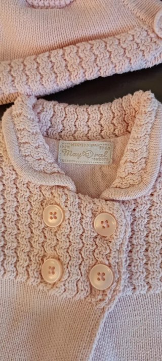 Abrigo y gorro bebé niña rosa