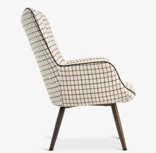 Sillón tapizado cuadros beige y marrón