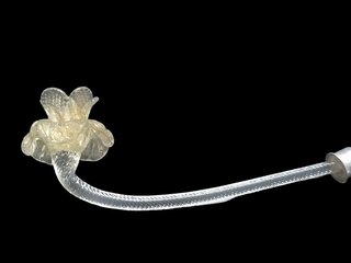 Fiore in vetro di Murano con gambo rigato