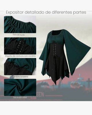 Disfraz de Bruja, Vestido Medieval, t.S