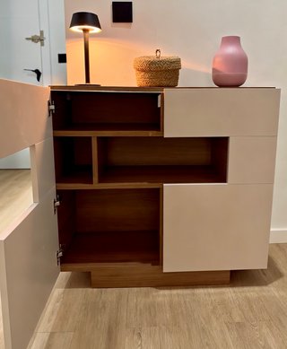 Conjunto 4 muebles salón-comedor nogal