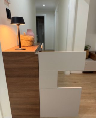 Conjunto 4 muebles salón-comedor nogal