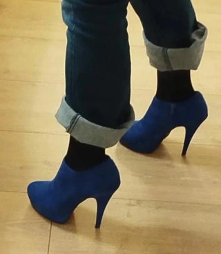 Botines de tacón azul