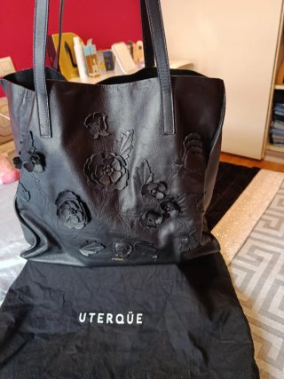 Bolso Uterqüe Negro Flores
