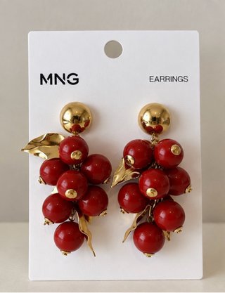 Pendientes Mango Tipo Racimo Rojos y Dorados