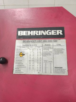 Sierra cinta automática BEHRINGER HBP 260/340/420