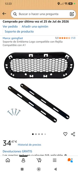 Soporte Emblema Audi delantero universal