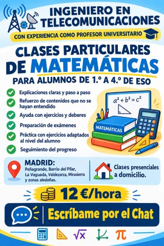 ¡CLASES PARTICULARES DE MATEMÁTICAS PRESENCIALES!
