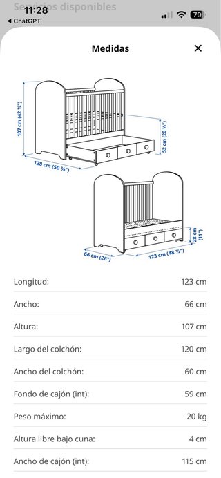 Cuna IKEA convertible + colchón | NUEVA SIN USO