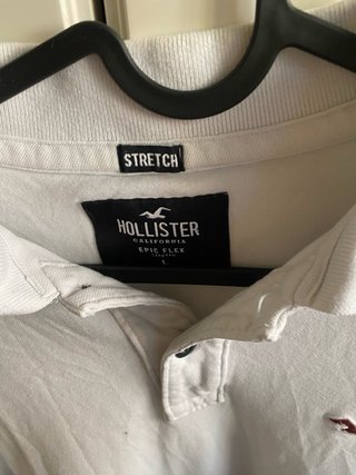 Polo Hollister Blanco Stretch Talla L