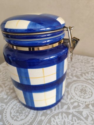 Bote de cerámica cocina azul y blanco