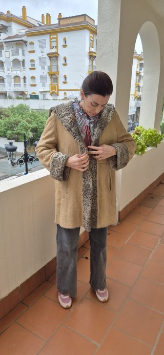Abrigo Piel Mujer Forro Astracán Marrón
