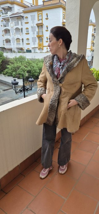 Abrigo Piel Mujer Forro Astracán Marrón