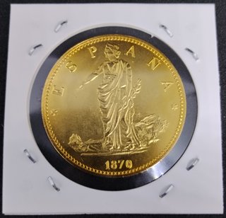 🇪🇦 100 PESETAS ORO ESPAÑA AÑO 1870 REPRODUCCIÓN