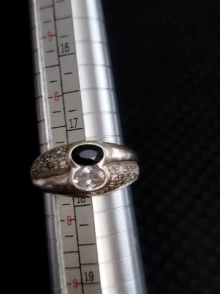 Anillo Plata Onix y Circonitas Talla 17