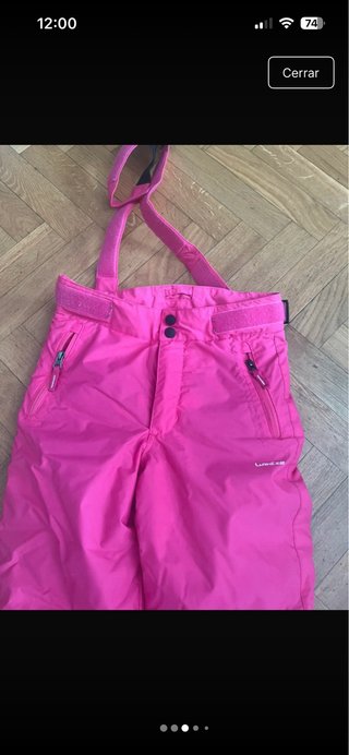Pantalón de esquí niña rosa con tirantes