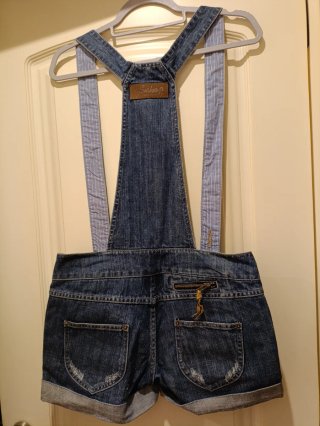 Peto corto vaquero azul y blanco Talla S