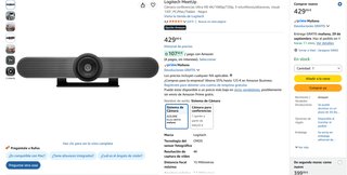 Cámara Logitech Meetup Ultra HD 4K