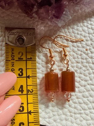 Pendientes Cornalina Baño Oro 14k