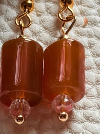 Pendientes Cornalina Baño Oro 14k