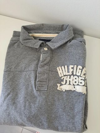 ​Polo Tommy Hilfiger Manga Larga Gris Vintage Fit