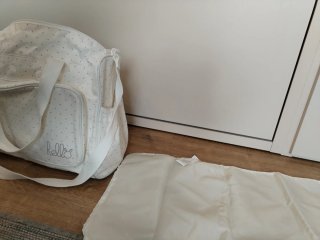 Bolso cambiador bebé blanco lunares