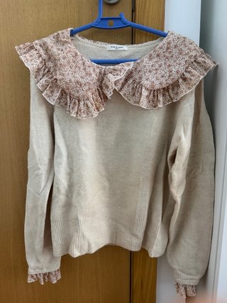 Jersey Bébé de Copain beige con cuello floral