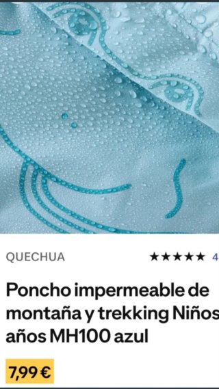Poncho Impermeable Quechua Rojo 4-6 años