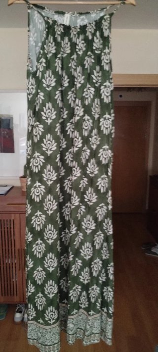 Vestido largo estampado verde y blanco