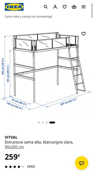 Cama litera individual IKEA. Sólo estructura.