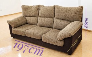 Sofá 3 Plazas/Beige/Marrón. Sillón/Salón/Comedor