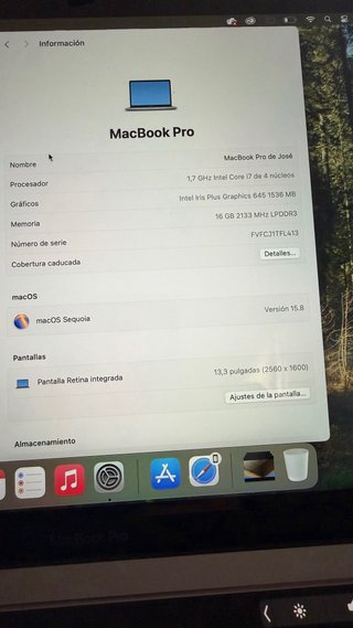 MacBook Pro A2159 Intel Core i7 Plata