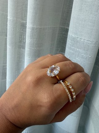 Anillo Solitario Triple Dorado