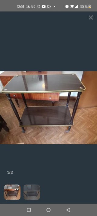 Mesa camarera vintage madera con ruedas