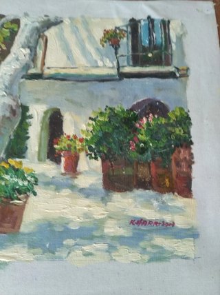 Pintura al óleo de patio andaluz