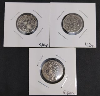LOTE DE 3 MONEDAS DE LA ANTIGUA GRECIA RÉPLICAS