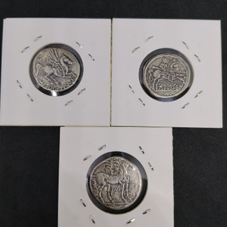 LOTE DE 3 MONEDAS DE LA ANTIGUA GRECIA RÉPLICAS