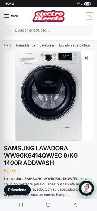 LAVADORA SAMSUNG WW90K6414QW FALLO ELECTROVALVULA
