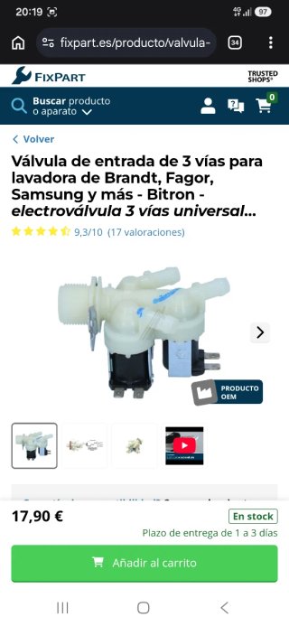 LAVADORA SAMSUNG WW90K6414QW FALLO ELECTROVALVULA