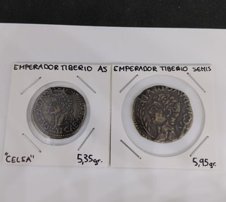 2 MONEDAS ROMANAS EMPERADOR TIBERIO REPRODUCCIONES