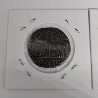 2 MONEDAS ROMANAS EMPERADOR TIBERIO REPRODUCCIONES