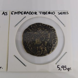 2 MONEDAS ROMANAS EMPERADOR TIBERIO REPRODUCCIONES