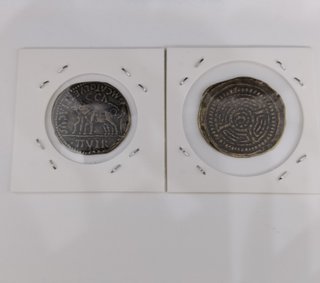 2 MONEDAS ROMANAS EMPERADOR TIBERIO REPRODUCCIONES