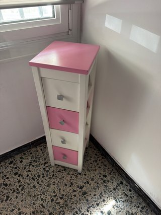 Cajonera Estrecha Blanca y Rosa
