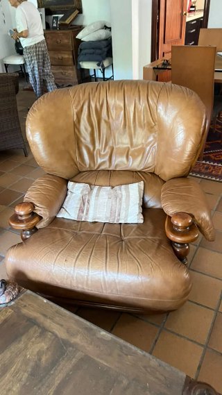 Sillón Vintage de Piel y Madera