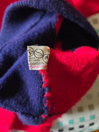 Gorro Lana Vintage Artesanal Rojo y Azul