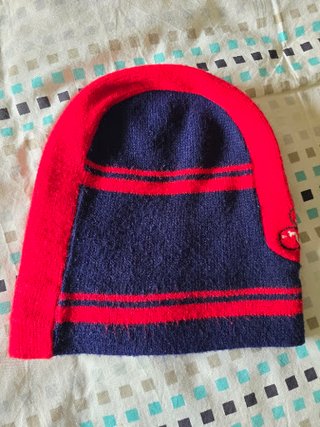 Gorro Lana Vintage Artesanal Rojo y Azul